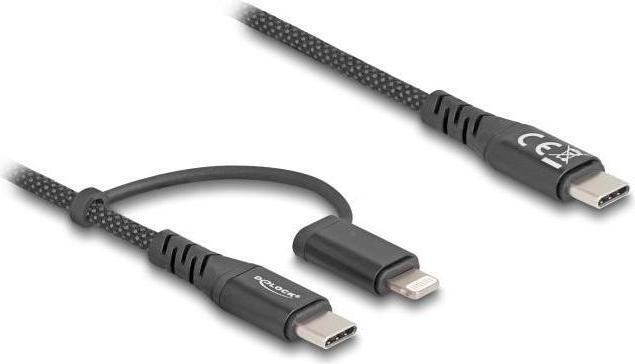 Image du produit Delock Câble USB 2 en 1 USB Type-C vers USB Type-C / Lightning (2 m, USB 2.0, USB 3.0, 60 W)