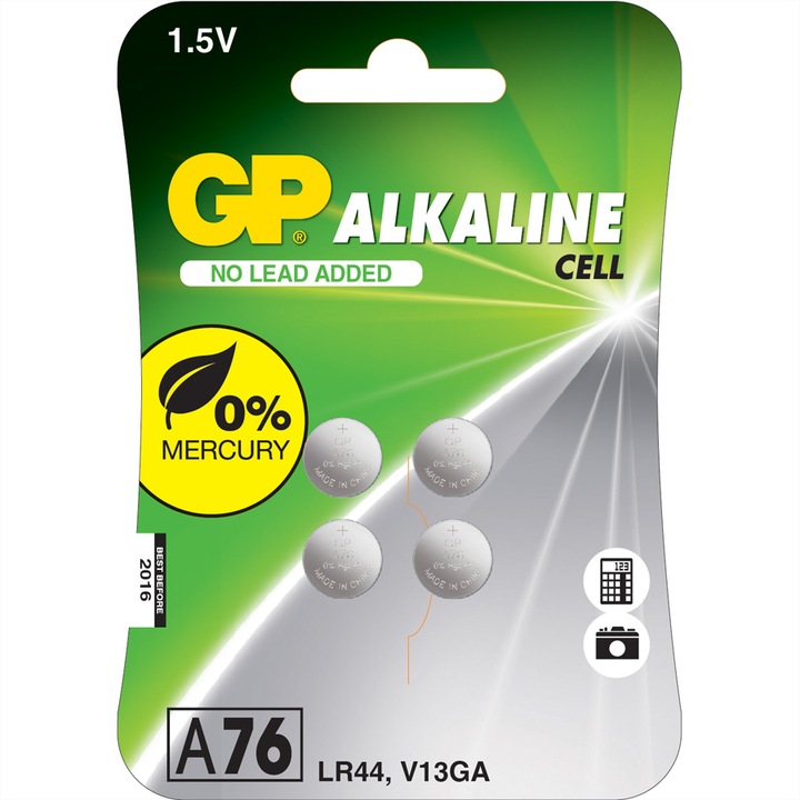 GP Batteries Alcalina LR44 (4 pz., LR44, 105 mAh)