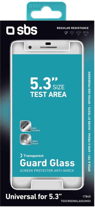 Actual product image SBS Glass screen protector for Smartphone up to 5,3Inc (1 pcs., Universal)
