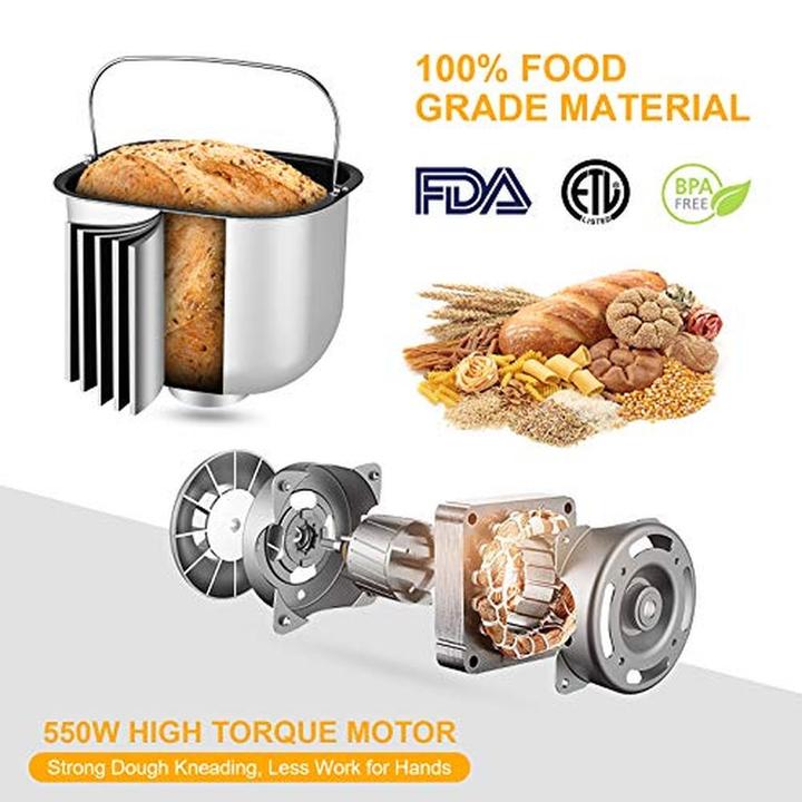 Actual product image Meykey Bread Maker with 25 Baking Programs 13Hour Timer Stainless Steel 550 W