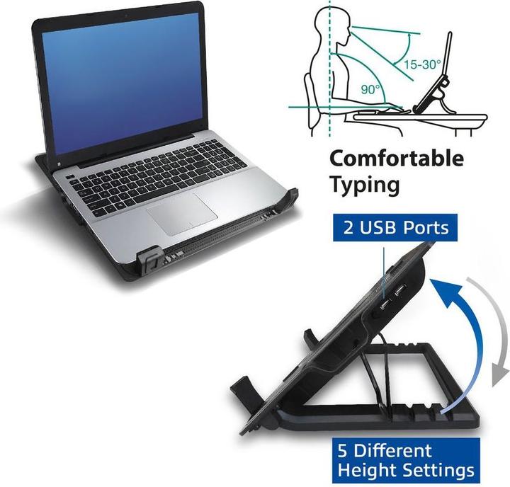 Produktbild ACT Laptop cooling stand, up to 17", adjustable height (5 positions), 2-port hub