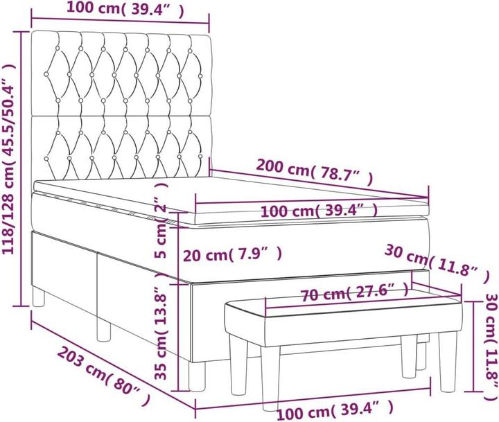 Actual product image vidaXL Boxspringbett (100 x 200 cm)