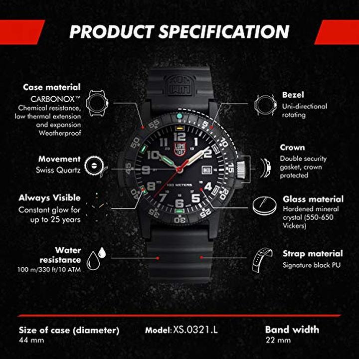 Immagine prodotto Luminox Leatherback Sea Turtle Giant 0320 Series (Orologio da polso analogico, Fatto in Svizzera, 44 mm)