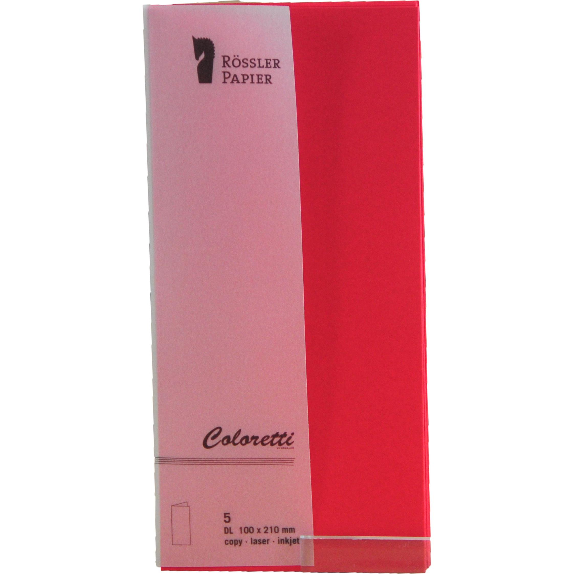 Rössler, Grusskarte + Briefpapier, Coloretti Karten DIN lang Klatschmohn im 5er Pack zum Selbstgestalten (5 Stk.)