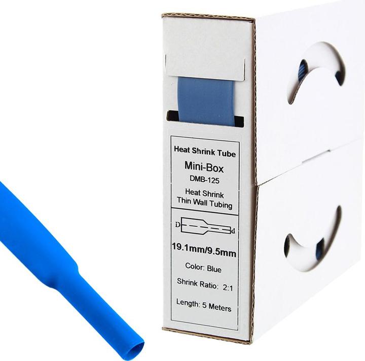 Actual product image Offgridtec 5m Heat Shrink Tubing 19.1mm>9.5mm blue (1 x)