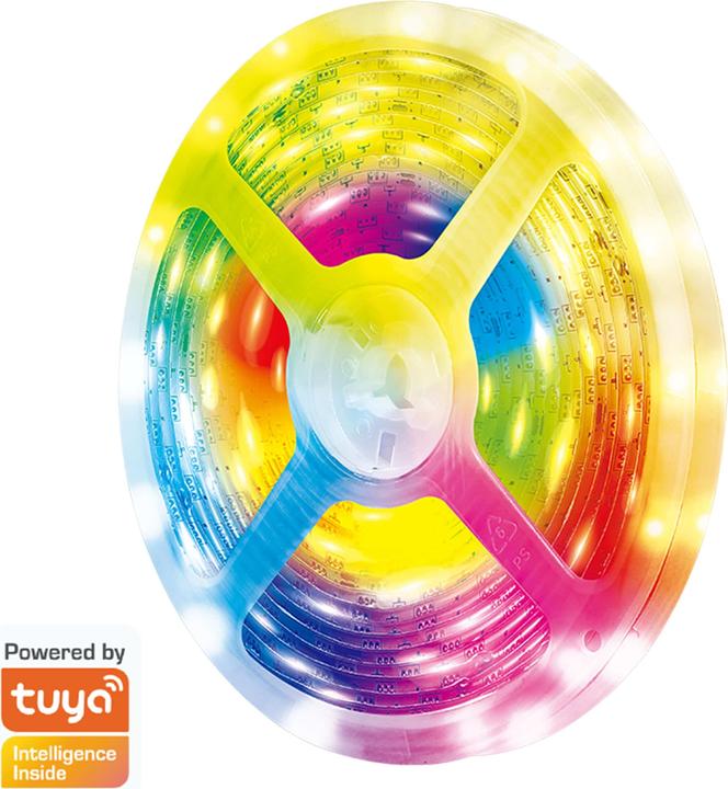Image du produit LogiLink Bande LED RVB intelligente Wi-Fi, autocollante, compatible Tuya, 5 m (RGBW, 500 cm, Intérieur)