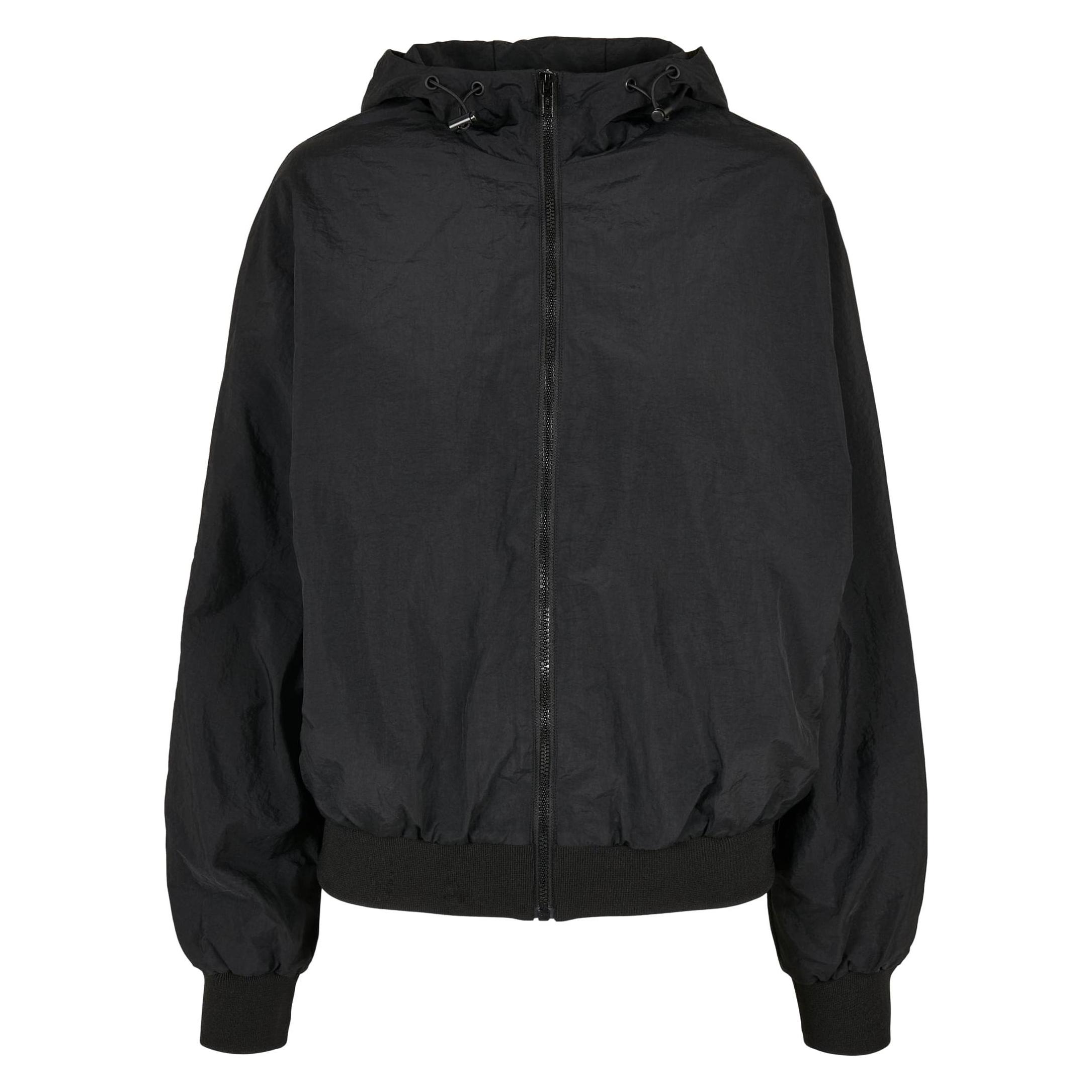 Build Your Brand, Damen, Mäntel, Ladies' Crinkle Batwing Jacket, Schwarz