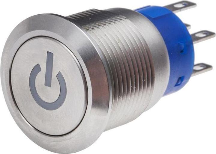 Produktbild RS PRO 19mm,stainless,DPDT,Ltch,Pwr,Yel,Led,12V