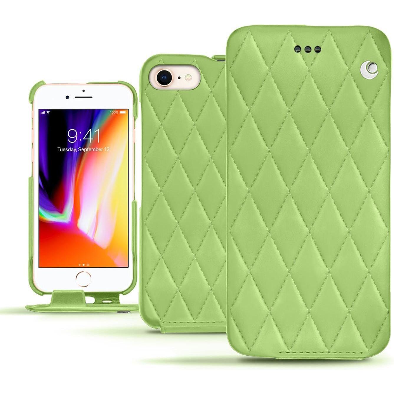 Noreve Lederschutzhülle vertikal (Apple iPhone 8), Smartphone Hülle, Grün