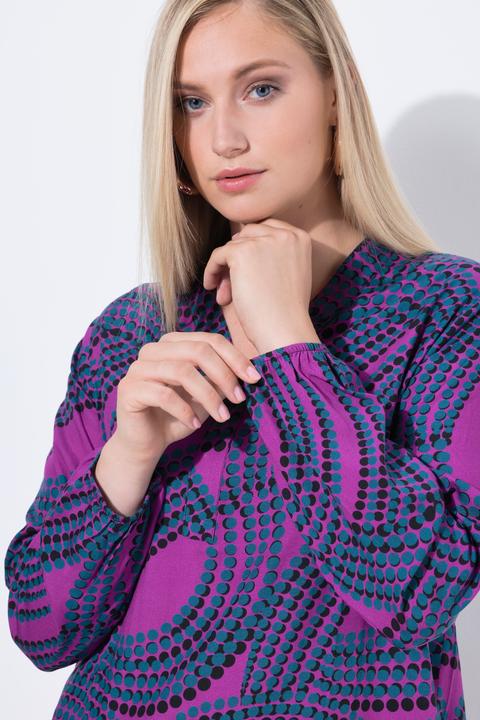 Actual product image Ulla Popken Wave Dot Print Long Sleeve Blouse (46, 48)