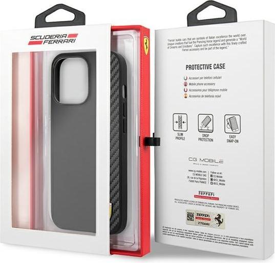 Actual product image Ferrari FESAXHCP13LBK iPhone 13 Pro/13 6.1" czarny/black hardcase On Track Carbon Stripe (Apple iPhone 13, Apple iPhone 13 Pro)