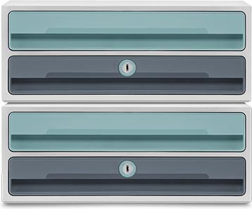 Productafbeelding Cep Ladebox MoovUp met slot mint, grijs DIN A4 liggend met 2 lades (A4)