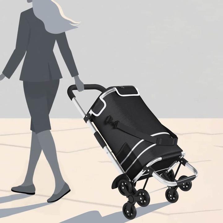 Produktbild VidaXL Einkaufstrolley mit Treppensteiger Schwarz 40 L