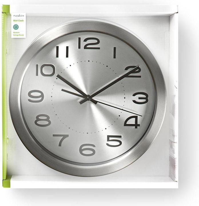 Produktbild Nedis Wanduhr | Durchmesser: 300 mm | Edelstahl | Silber (30 cm)