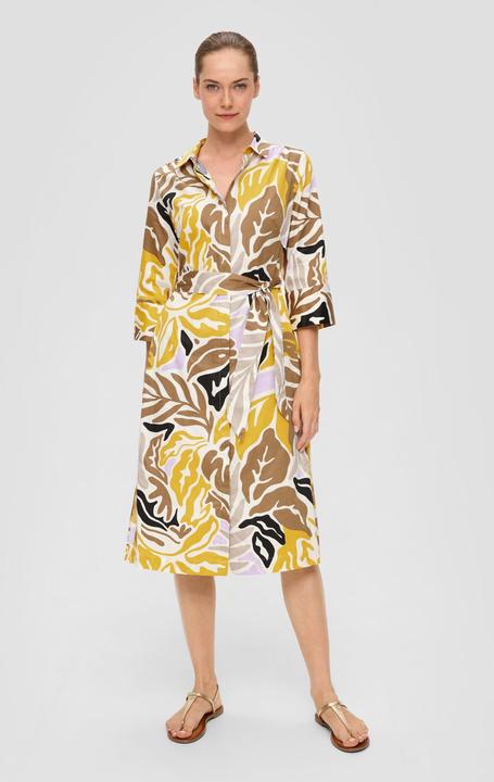 Image du produit s.Oliver Kleid Gemustertes Hemdblusenkleid aus Popeline mit Bindegürtel (46)