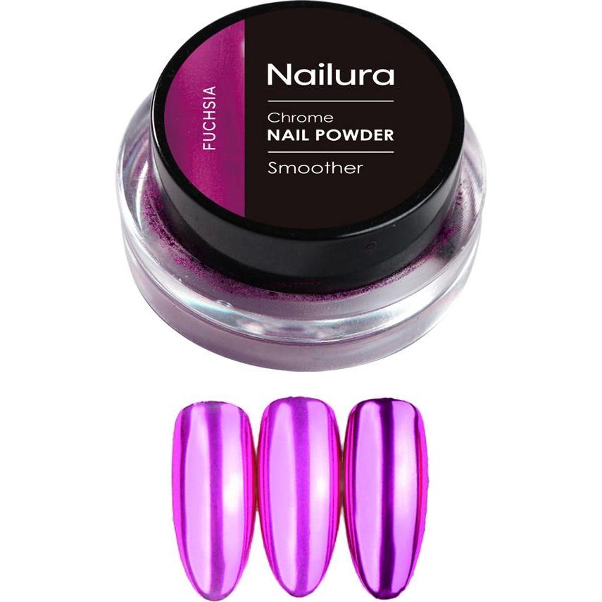 Nailura, Nail art + Unghie finte, - Chrom Powder - Fuchsia (Unghie artificiali, Pink)