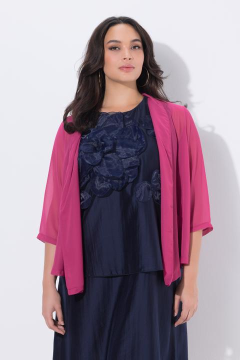 Actual product image Ulla Popken Oversized Shawl Collared Chiffon Jacket (54)