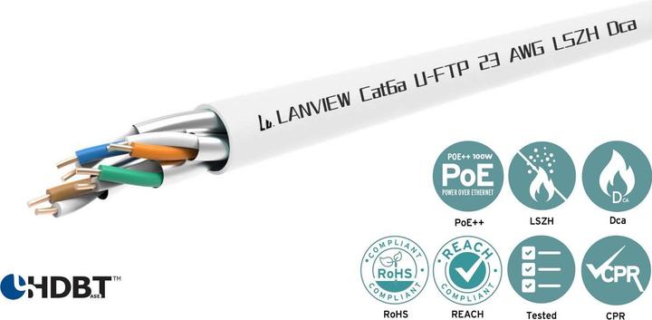 Produktbild Lanview Cat6a U-FTP 4x2xAWG23 LSZH (U/FTP, CAT6a, 305 m)