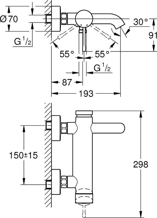 Produktbild Grohe Einhand-Wannenbatterie ESSENCE 1/2Zoll co sun gebü