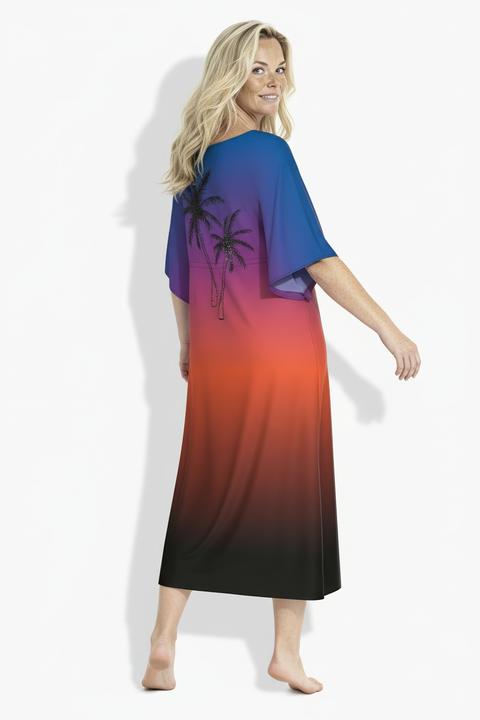 Actual product image Ulla Popken Palm Tree Gradient TIe Front Caftan (50, 52, 54, 56)