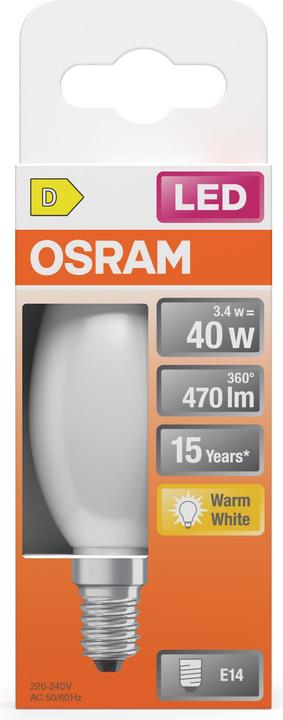 Image du produit Osram LED Leuchtmittel LED Retrofit CLASSIC B 3.4W 827 Frosted E14 Warm weiss 4099854467646 (E14, 470 lm, 1x)