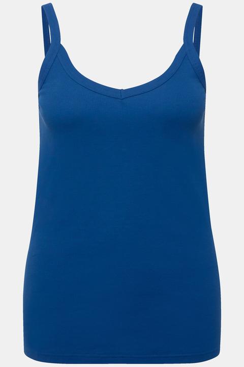 Actual product image Ulla Popken Ribbed Spaghetti Strap Jersey Tank (60)