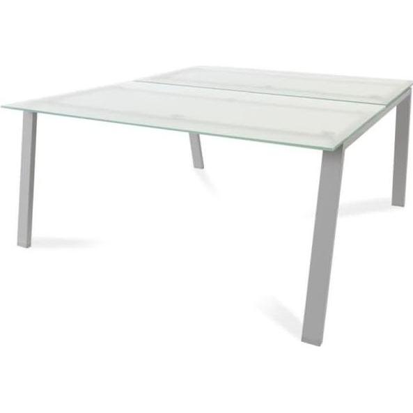 Rocada, Schreibtisch, Mehrfacharbeitstisch Blanca BxTxH 160x163x73cm Gestell grau Platte Glas satiniert