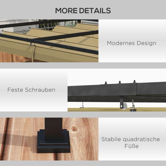 Image du produit Swisshandel24 Pergola 3x2m, mit verstellbares Dach, Freistehend, Sonnenschutz, Khaki (298 cm, 213 cm)