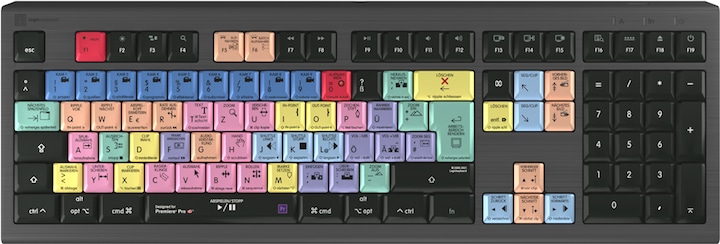 Image du produit Logickeyboard Adobe Premiere Pro CC Astra 2 Clavier USB QWERTZ Français Gris (DE, Filaire)