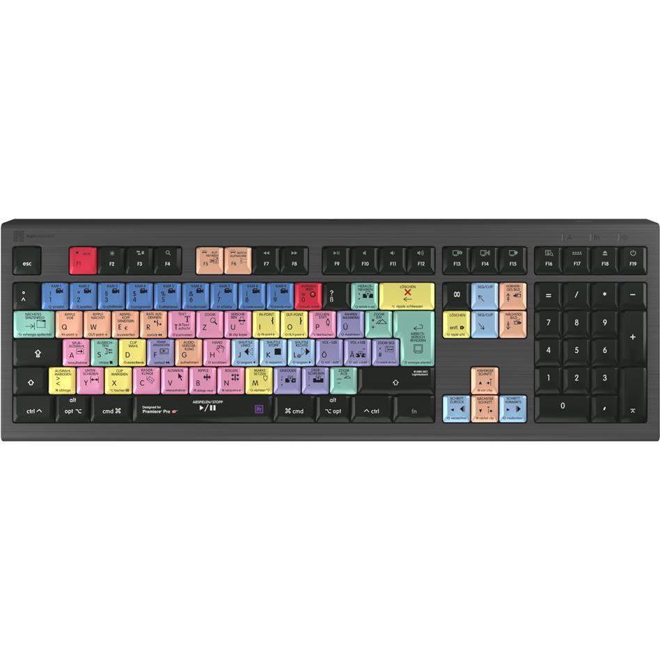 Logickeyboard Adobe Premiere Pro CC Astra 2 Tastiera USB QWERTZ Grigio Tedesco (Germania, Cablato), Tastiera, Grigio