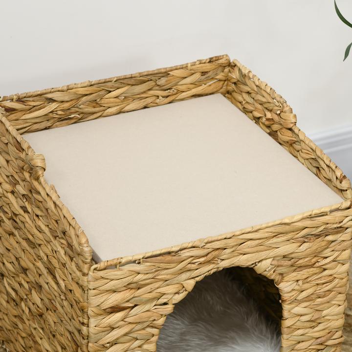 Image du produit PawHut Rotin maison pour chats avec coussins (Chat)
