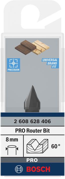Actual product image Bosch Professional Zubehör V-groove cutter, 8 mm, D1 11 mm, L 14 mm, G 45 mm, 60°