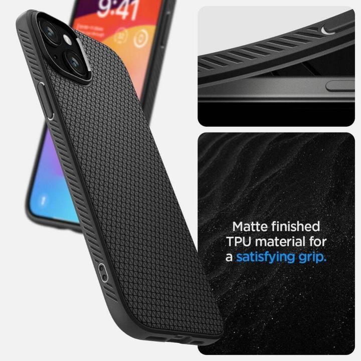 Actual product image Spigen Liquid Air iPhone 16 Plus czarny/matte black ACS08066 (Apple iPhone 16 Plus)