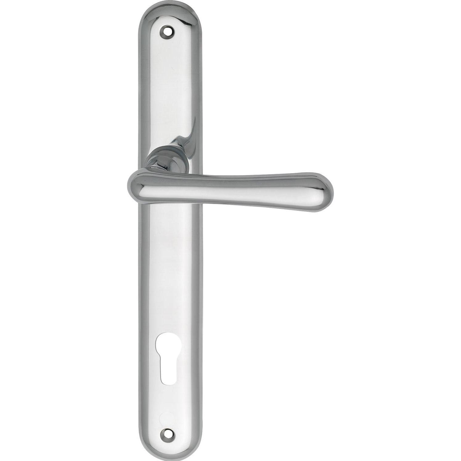 Grundmann, Türgriff + Fenstergriff, Türbeschlag Elegant WG 500 auf Schild PZ 88 Aluminium poliert (Türgarnitur)