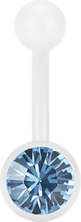 Produktbild Star Piercing Banane Pure White mit Swarovski Kristallkugel aqua (ohne Messing, Chirurgenstahl 316L)