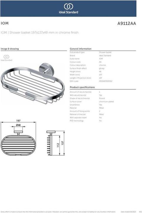Actual product image Ideal Standard Soap basket IOM