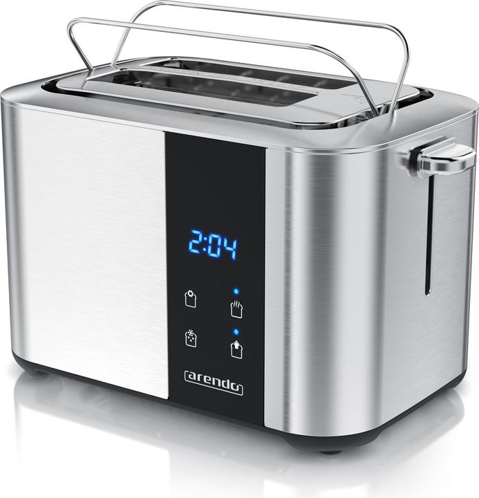 Image du produit Arendo Toaster 2 Scheiben Edelstahl, Doppelwand, Brötchenaufsatz, Krümelschublade, Touchdisplay, 850 W