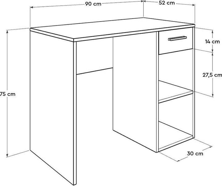 Produktbild Kalune Design Study Desk Black (90 x 52 x 75 cm)