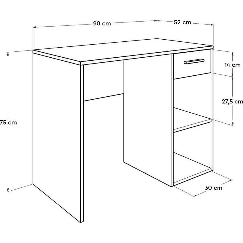 Thumbnail - Kalune Design, Schreibtisch, Study Desk Black (90 x 75 x 52 cm)