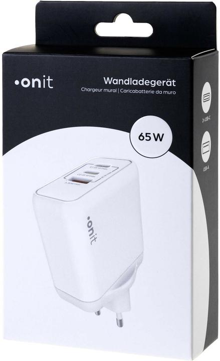 Produktbild Onit USB-Wandladegerät Triple 2C1A 65 W GaN Weiss (65 W, 3 Ports)