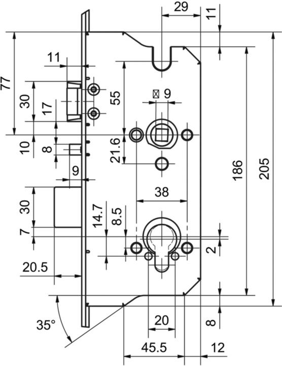 Immagine prodotto Glutz Serrature multipunto MINT SV 18945 Panic E (Serratura a mortasa)
