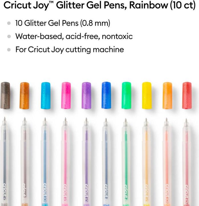 Immagine prodotto Cricut Joy Glitter Gel penne 10-pack Arcobaleno + Rosa Marrone Nero (P)