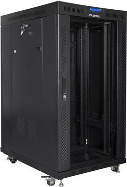 Produktbild Lanberg Free-standing cabinet 19 inches 22U glass doors LCD (flat pack) V2 black (10.86 HE, 19 Zoll Rack)