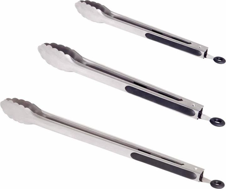 All'Grill 3er Set Edelstahl BBQ-/Grill-Zangen, Länge 23, 31 u. 41 cm