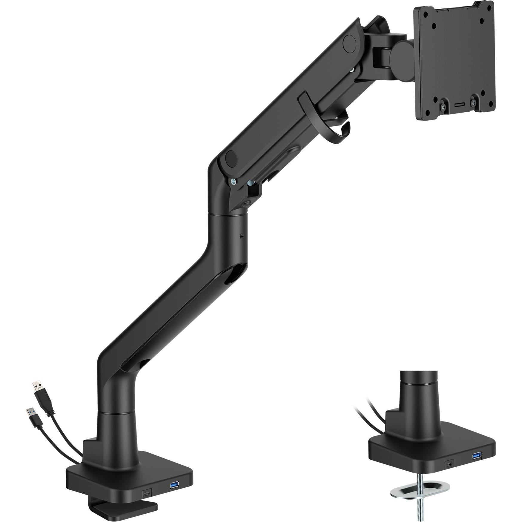 Dutzo Skaermholder til 1 skaerm (op til 57") - Heavy Duty Deluxe med USB A & C porte - Sort (Tavolo, 57", 27 kg), Supporto per monitor, Nero