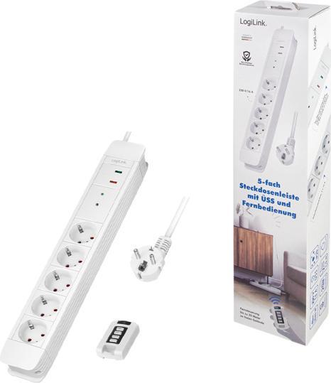 Produktbild LogiLink Steckdosenleiste,5xCEE 7/3 m.Fernbed. (5 x, CEE 7/3, 1.50 m)