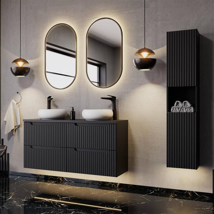 Produktbild En.Casa Waschtischunterschrank Skelbolu 120x60x40 cm Schwarz