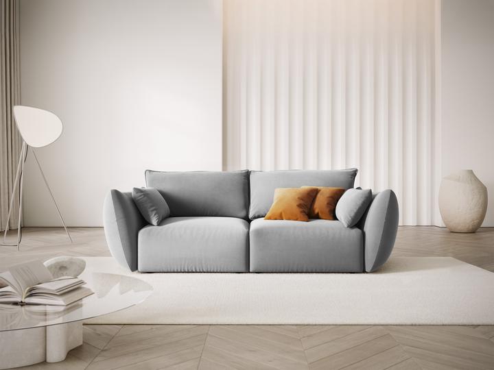 Actual product image Maison Heritage Velvet Sofa, "Clau", 2 Seats, Grey, 180x110x85 Made in Europe (3-seater)