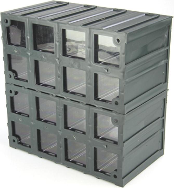 Produktbild RS PRO Kunststoff Schubladenmagazin Transparent, 16 Einschübe, 208mm x 208mm x 132mm (8 Teile)
