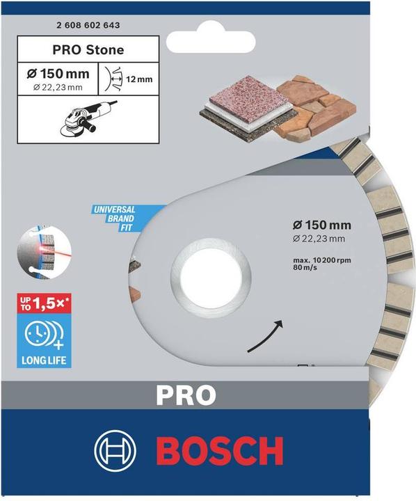 Produktbild Bosch Professional Zubehör PRO Stone Diamanttrennscheibe, 150 x 22,23 mm